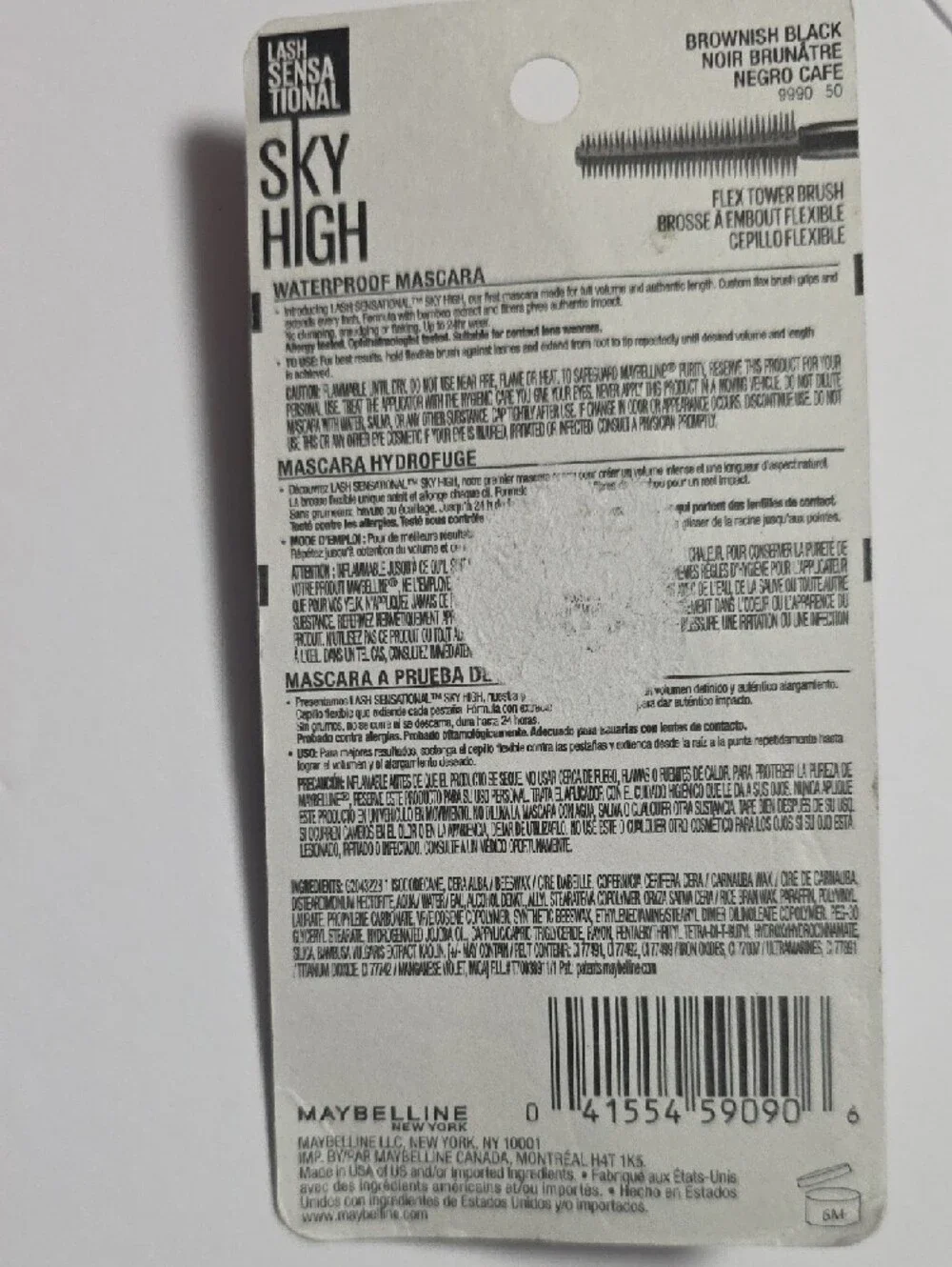Maybelline Lash Sensational Sky High Waterproof Mascara Makeup, Brownish Black